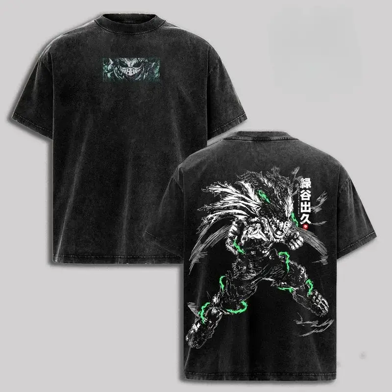 valentine shirts Dark Deku T-Shirt x My Hero Academia Anime Graphic Tee, Vintage Washed Oversized Shirt, Acid Wash Soft Cotton Streetwear Top, Unisex Casual Clothes, Gift for Anime Fans, MHA Merch Relaxed Fit