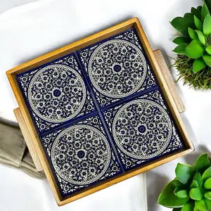 4 Tile Serving Tray 17X17 Board Plates