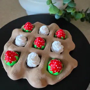 3d Printed Tic-Tac-Toe w/ Strawberry and Whipped Cream