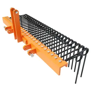 GARVEE Pine Straw Needle Rakes for 3-Point Hitch Cat1 Tractors, Available in 60 and 72 Inch Sizes, with Durable Powder-Coated Steel Spring Tines (26 or 30 pcs, 8mm), Ideal for Landscape Maintenance in Orange and Black