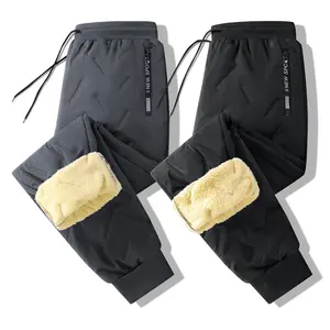 Men's casual pants; tapered men's cold-proof warm pants; regular version; casual and comfortable; waterproof elastic; winter thickened lamb plush pants; sportswear. Menswear