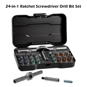 24 in 1 Ratchet Screwdriver Set with Magnetic Bits, Mini Multi Bit Screwdriver Tool Kit for DIY and Household Repairs, Portable Heavy Duty Hardware Tool with Metal Handle
