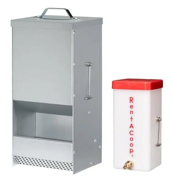 RAC Paws Metal Trough Automatic Feeder & 32 oz (1L) Drinker Set - 5 lb Capacity, Feeding Supplies for Rabbits, Guinea Pigs, Mount Anywhere