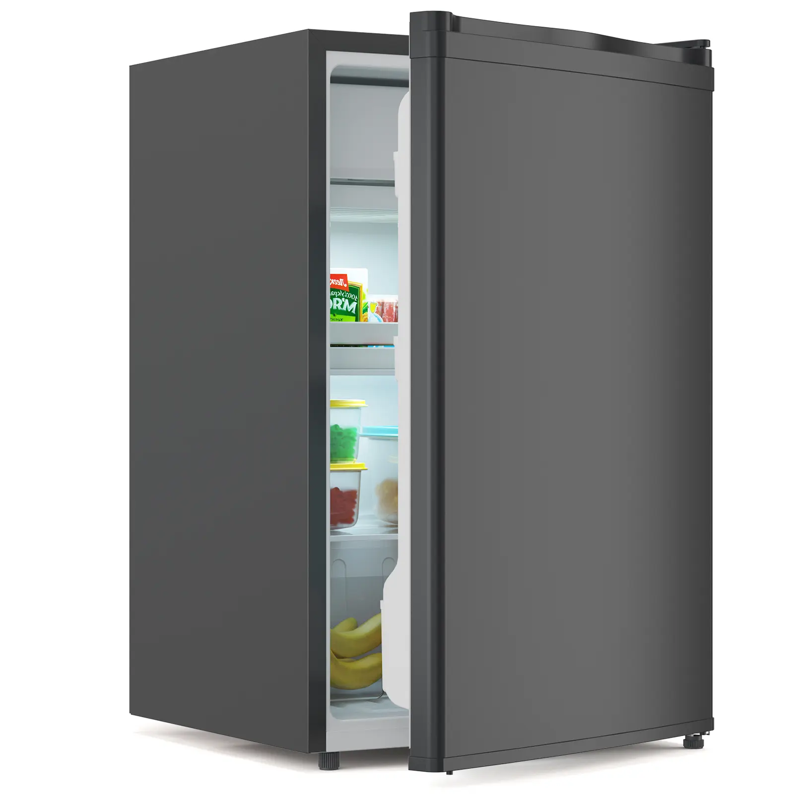 Portable Compact Fridge, 4.3 Cu.Ft. Single Door Mini Refrigerator with Freezer, 2 Slide Out Glass Shelves, 115V Personal Cooler for Car Home Office Dorm Bedroom Skincare
