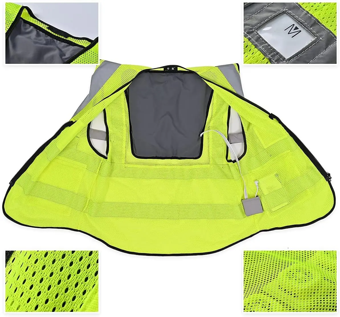 Cooling Safety Vest with Rechargeable Battery | Portable Air Conditioning Vest | High Visibility Reflective Cooling Work Vest