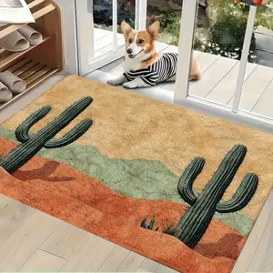 Indoor Entrance Welcome Doormat {Cactus & Desert Landscape Print} Nonslip Comfortable Easy To Clean Great for Bedroom Living Room or Home Decor Door Mat Ideal Gift for Valentine'S Day & More Occasions