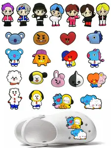 24pcs Cartoon Holey Shoe Charms, PVC Soft Gel Holey Shoe Clips, DIY Detachable Decorative Buckles, Elegant Shoe Accessories, Perfect Birthday Gift