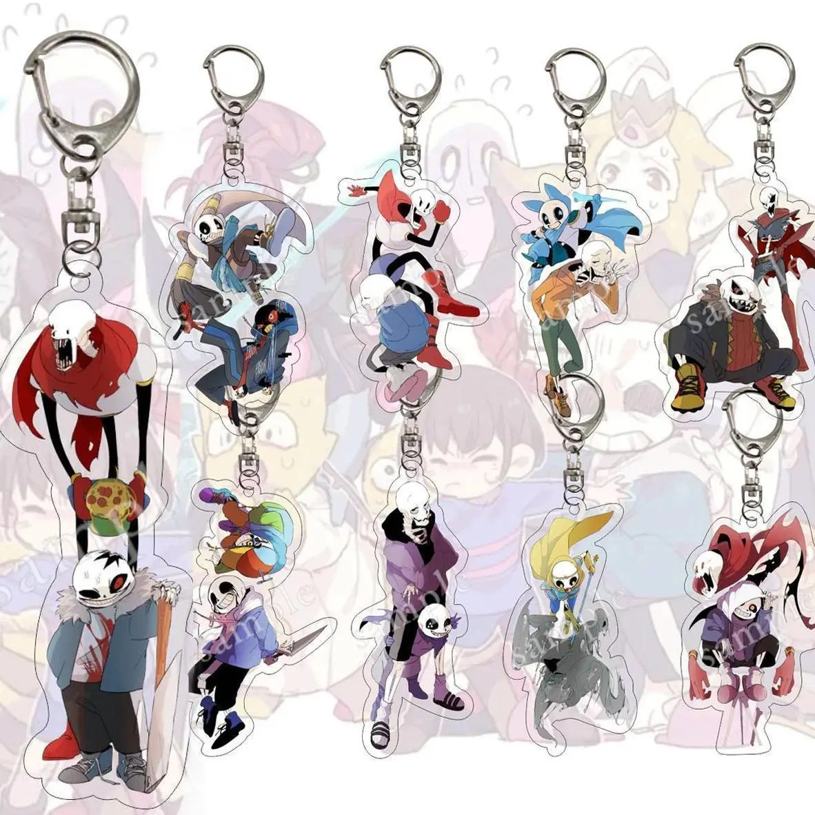 Undertale Acrylic Keychain - Cartoon Fashion Casual Everyday Key Ring for Role Play, Car, Mobile Phone Bag Pendant, Kids' Gift (Toys & Hobbies Classic Novelty Jewelry)