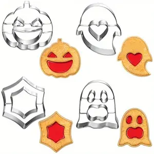 4-Piece 3D Halloween Cookie Cutter Set, Dishwasher-Safe Mini Cookie Cutter, Suitable for DIY Baking and Halloween Theme Parties