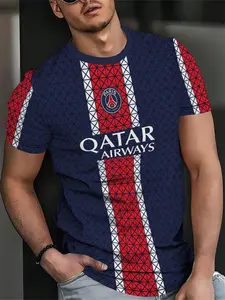 Men's 3D Digital Print Short Sleeve T-Shirt, Casual Slim-Fit Graphic Top, Breathable Round Neck, Comfortable Lightweight, All-Season Fashion