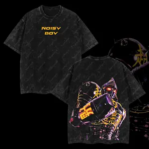 Superstyle Collection Noisy boy - Real Steel Edition Double Printed Oversize Lightweight Acid Washed Tee Hoodie Sweater TV Series Graphic Design Top Cotton Streetwear Movie T-Shirt Clothes Menswear Womenswear Hoodie Sweatshirt Apparel Classic book merch