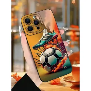 Soccer 1pc Football Design TPU Anti-Fall Mobile Phone Case Suitable For IPhone17/IPhone17 Air/IPhone17 Pro/IPhone17 Pro Max/16 Pro Max/15 Pro Max/14 Pro Max/13 Pro Max/12 Pro Max