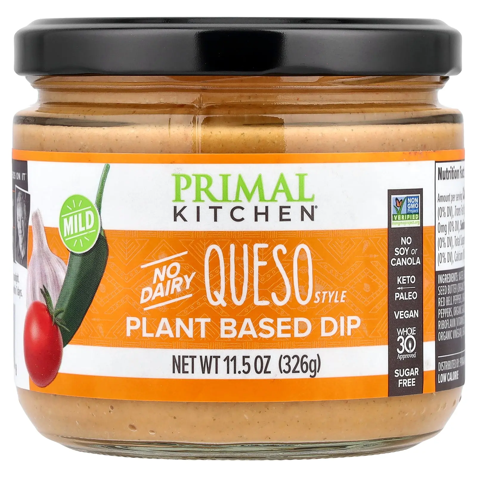 Primal Kitchen Plant Based Dip, Mild, Queso Style, 11.5 oz (326 g)