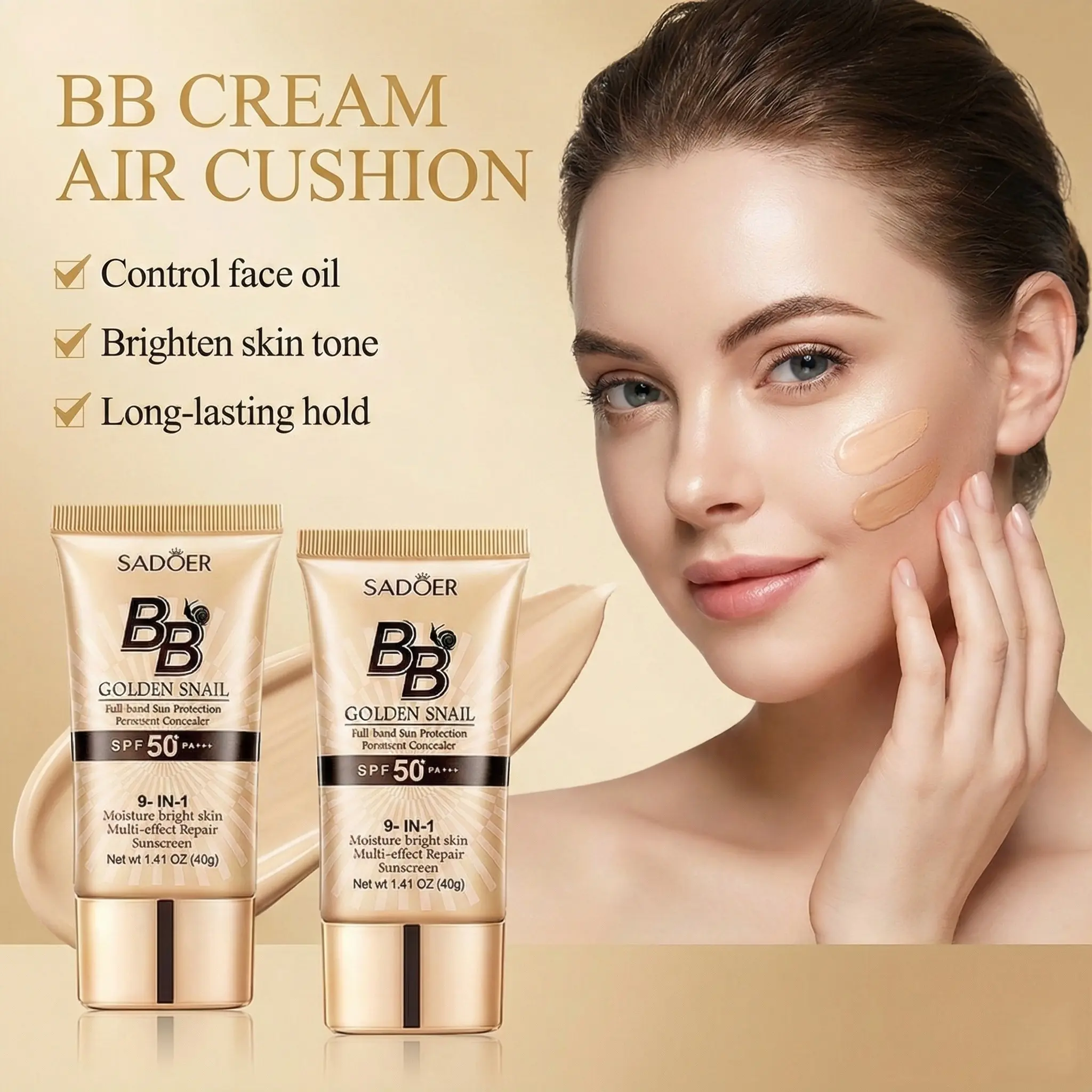 Snail BB Cream SPF 50 - Waterproof, High-Coverage & Hydrating Tinted Moisturizer with a Matte Finish for a Flawless Look - Daily Use for All Skin Types, 40g, Cosmetic, Body-Safe Bb & Cc Creams, Glow Skin Bb & Cc Creams