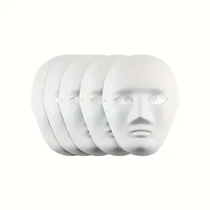 5pcs White DIY Full Face Cosplay Mask - Transform Your Look with Unleashed Creativity Perfect for Hip-Hop, Ghost, Halloween & Masquerade Parties Unisex, Breathable, Lightweight Costume Accessory