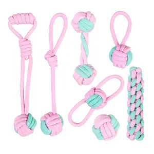 【7-piece pack 】 Premium Cotton Rope Dog Toy Set - Super knotting Chewing toy, suitable for aggressive cheaters, teeth cleaning and gum health, Interactive tug-of-war Training - Durable dog teething relief and boredom elimination