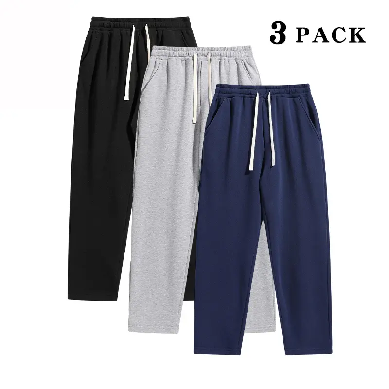 Men’s solid-color stylish athletic long pants, suitable for all seasons with an autumn/winter focus; loose straight-leg pants, casual street dance pants, comfortable autumn/winter home wear; unisex casual sports pants, fashionable and versatile, available