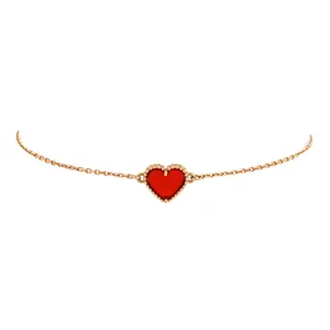 Pre-owned Van Cleef & Arpels Sweet Alhambra Heart Bracelet 18K Rose Gold with Carnelian by Rebag