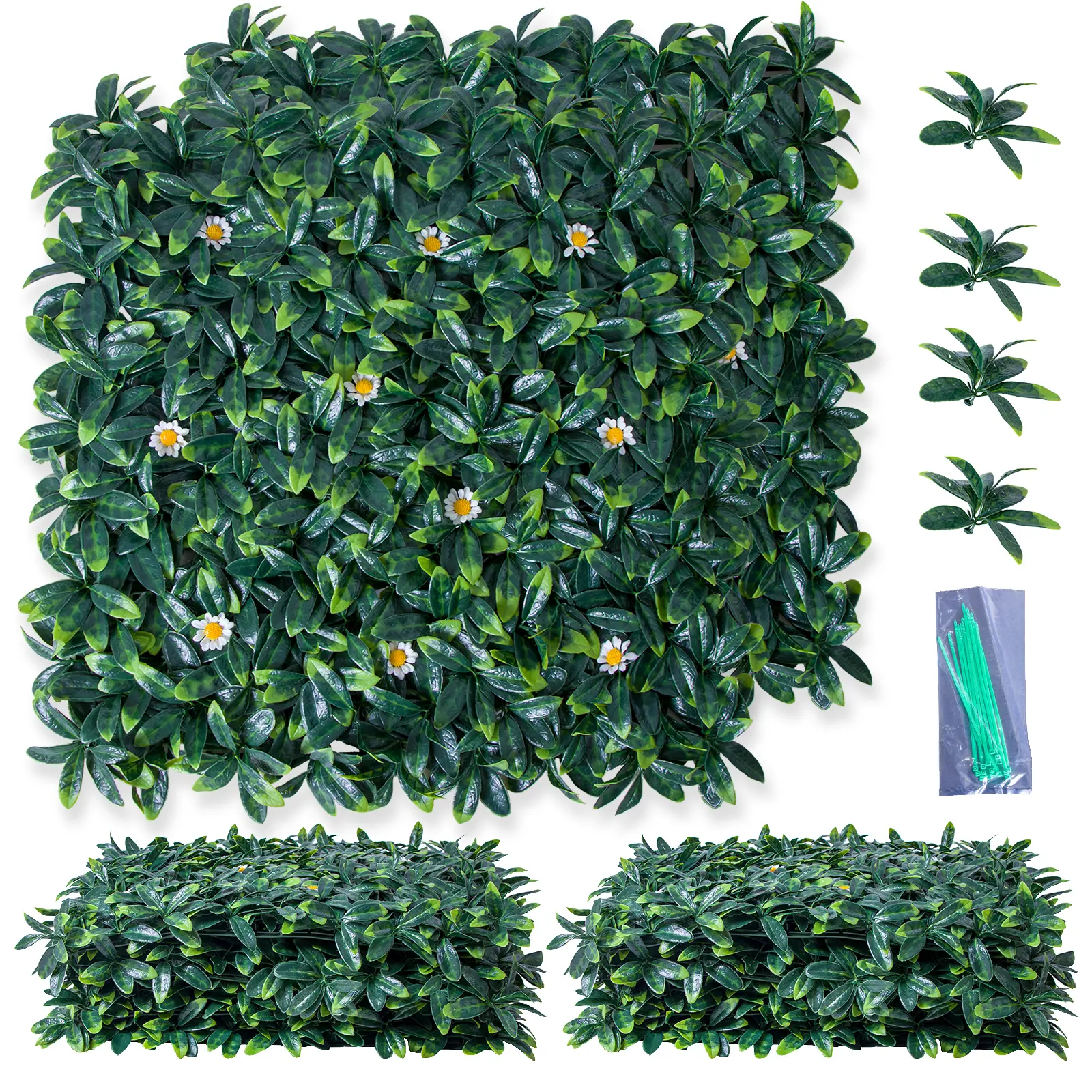 20X20 Artificial Grass Wall Panels 12 Pack, UV Protected Faux Greenery Privacy Fence Screen, Realistic Boxwood Hedge Wall