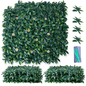 20x20 Inch Artificial Grass Wall Panels 12 PCS, UV Protected Faux Greenery Privacy Fence Screen, Realistic Boxwood Hedge Wall for Indoor & Outdoor Garden, Wedding, Patio Decor