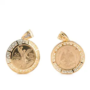 Centenario coin shaped fashion style with stones Pendant only no chain gold-plated PRICE FOR ONE big pendant
