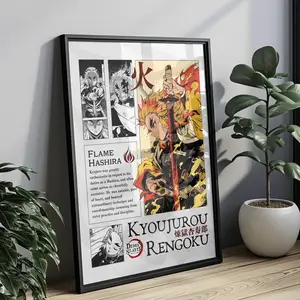 Rengoku Poster Demon Slayer Decor Hashira Kyoujurou Rengoku Anime Art