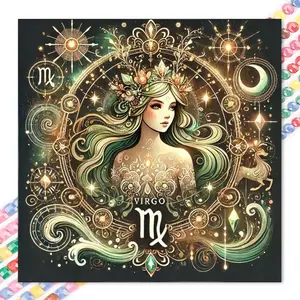 1pcs 5D DIY diamond painting set, 5D diamond art set, DIY decoration, constellation pattern, flowers, green hair diamond painting set full drill DIY, mosaic, diamond art, DIY home decor, Wall Art Painting, suitable for Halloween and Christmas