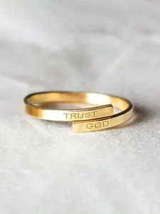 Two-Layer Adjustable Ring, Trust God Engraved Design, Unisex Faith Accessory, Ideal for Daily Wear & Couple Gifts