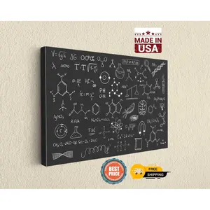 Hand-Drawn Chemistry Formulas on Chalkboard Printed on Canvas - Molecular Formula Poster - Statistical and Educational Art for Wall Decor