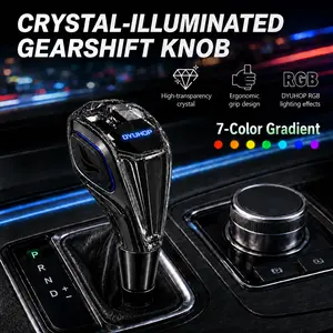 DYUHOP LED Crystal Gear Shift Lever 7-Color RGB Automatic Transmission Shift Knob Twist-On Installation Rechargeab Car Interior Atmosphere Lamp Shifter Modern Crystal Gear Handle for Car Modification #Summervibes #fathersdaygift