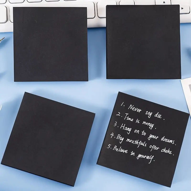 8pcs Sticky Notes Pad Self-Adhesive Notepad for Office Study Daily Use Black