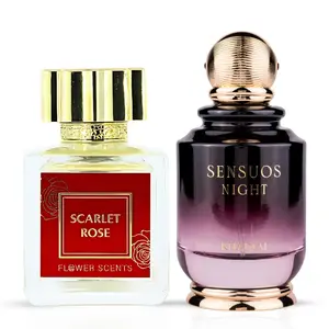 Scarlet Rose Eau de Parfum Spray 65ml (2.2 oz) by Flower Scents & Sensuos Night Eau de Parfum Spray 100ml (3.4 oz) By Khadlaj (Bundle)
