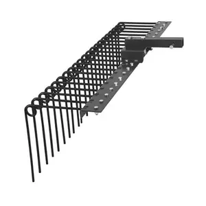 60 Inch Landscape Rake, Steel Spring Pine Straw Rake Fits 2 in Receiver (Black)