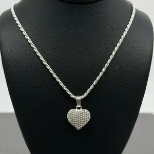 S925 Set Rope chain with Heart CZ stone