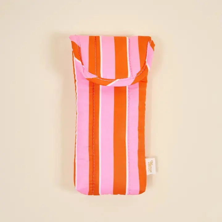 Sicily Stripes Pink Puffy Sunglasses Case