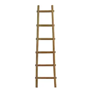 Screen Gems SGT087 Brown 6 ft. 6 Step Blank Rock Decorative Wooden Ladder