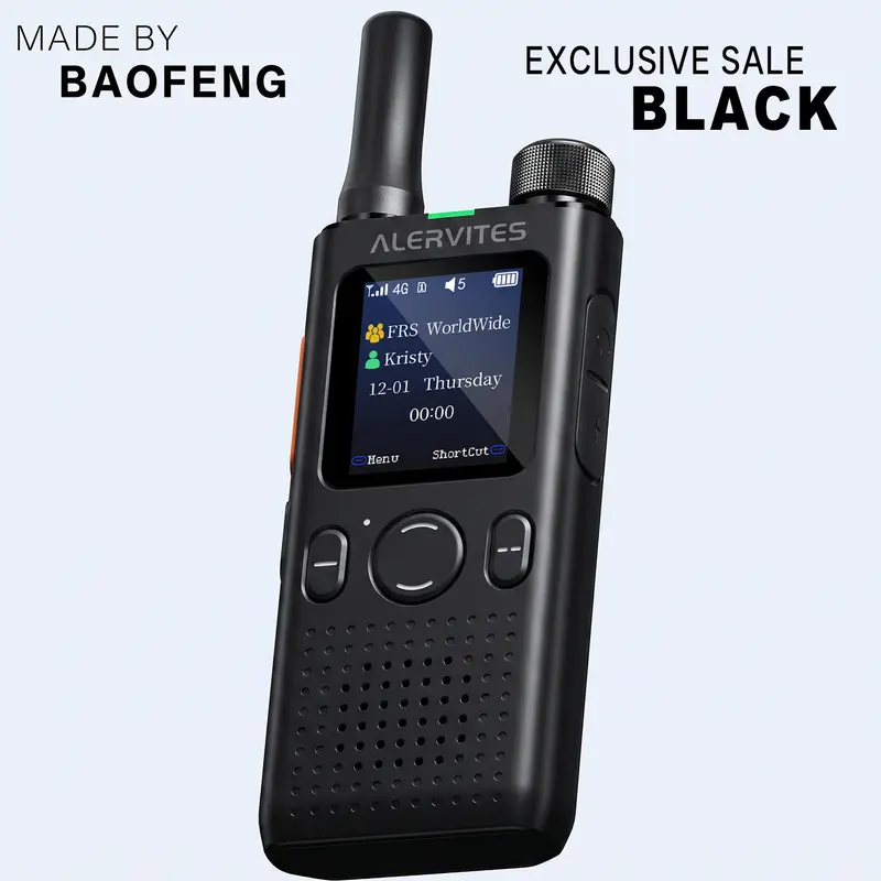 (Alervites x Baofeng) Alervites-AT1 Portable PoC Walkie Talkies, Lifetime Free No Hidden Fees, Unlimited Groups, Quick Team Formation, Global Long-Range via 4G Network
