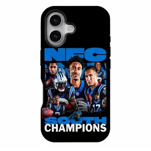 AllStar, NFC South Champions Blue Power Football Collage Artwork, MagSafe Tough Phone Case, Shockproof Dual Layer Protection, Gift For Football Fans