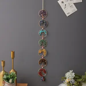 Tree of Life 7 Chakra Crystal Wall Hanging, Ideal Meditation and Home Decor, Perfect Christmas Gift for Female Enthusiasts, Home Decor Ornaments