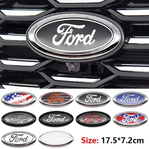 Car 3D Logo Decal Sticker, Front Rear Engine Hood Trunk Emblem, Metal Texture Badge, Car Exterior Upgrade Accessories for Ford Focus Mondeo Edge Ecosport Ranger Fiesta Fusion Kuga