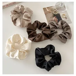 5PCS Satin Scrunchies Set – Soft Silk Feel Hair Ties for Women, Aesthetic Neutral Colors for Daily Hairstyle & Outfit Matching