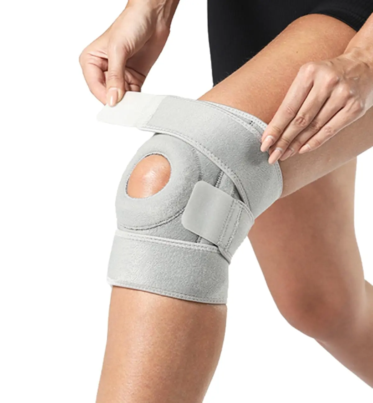 NO BRANDE Knee Brace, 3D Knitted Compression Sleeve with Adjustable Patellar Tendon Support Strap - Soft Nylon Spandex Blend, Breathable - for Meniscus Tear Relief & Sports Protection (For Men, Women)