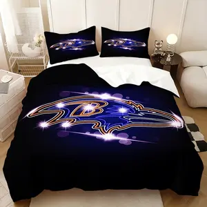 3Pcs,Baltimore Ravens  three-piece bedding set, soft, comfortable and skin-friendly, universal in all seasons, bedding set, no pillow core, no quilt core, suitable for bedrooms, guest rooms - (1 quilt cover + 2 pillowcases)