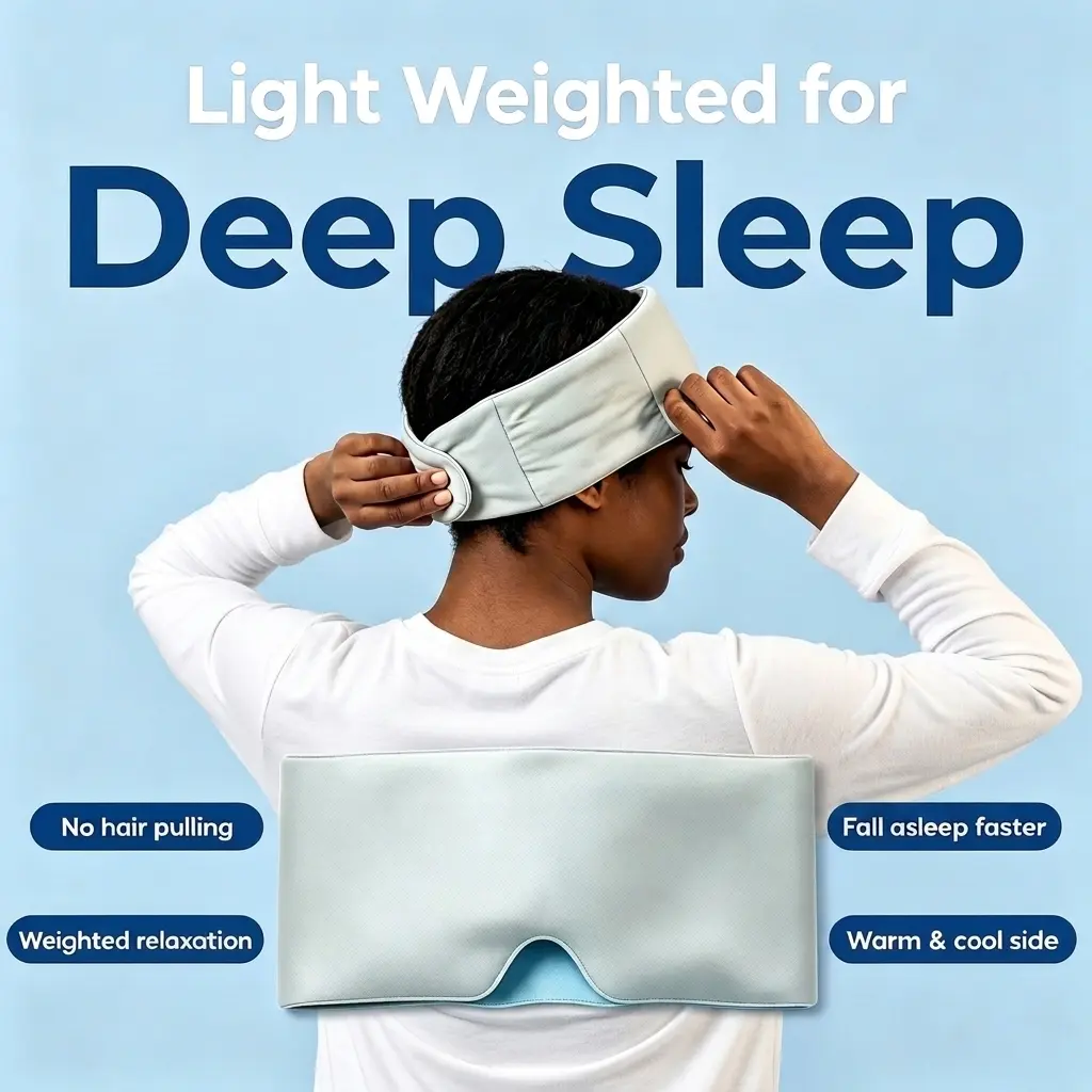 Adjustable Weighted Eye Mask - 360° Wraparound Sleep Mask, Deep Pressure Relaxation Eye Mask for Better Sleep, Soft Comfortable Light Blocking Eye Mask for Travel, Naps & Stress Relief