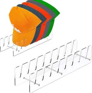 Hat Stand for Baseball Caps Display and Organizer - 2 Pcs, 2024 New No Install Acrylic Hat Holder for 14 Baseball Caps for Bedroom,Dresser,Closet Rack