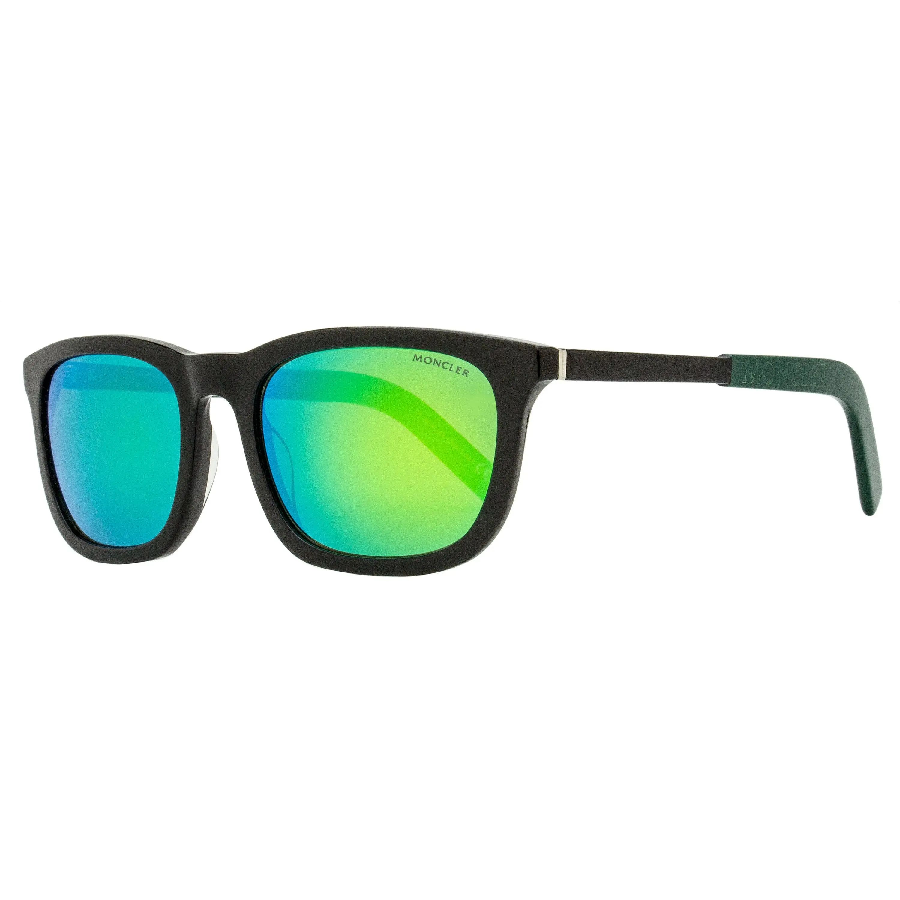 Moncler Kolligian Unisex Sunglasses, Durable Acetate Statement Frame with Dual Tone Temples - 100% UV Protection, ML0290 01Q Black/Green 57mm, Statement Frame Glasses, Fashionable, Stylish Accessories, Full Rim, Functional, Laser Etched Branding