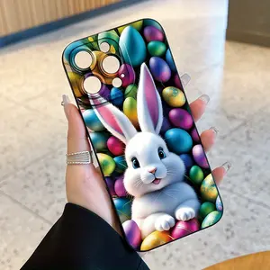 Easter-themed pattern with rich colors, creative phone case, surrounded by colorful Easter eggs, full of festive joy, suitable for iPhone 11, 12, 13, 14, 15, 16, 17, X, XS, XS Max, 16E, 12, 13 Mini series, a holiday gift for friends, family, and yourself.