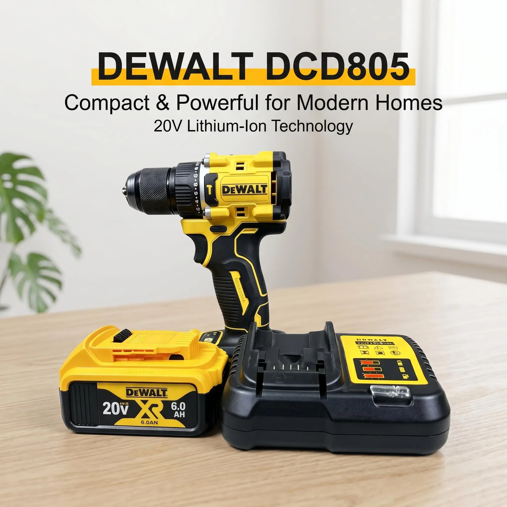 DEWALT DCD805 Compact Drill Driver - Tool Only or Kit, 3-Mode Adjustable LED, Soft Start Control, Lightweight Ergonomic Design for Tight Space Drilling, Wall Mounting, Dry Impact Drivers, Oscillating Saw Compatibility brushless gauge m12