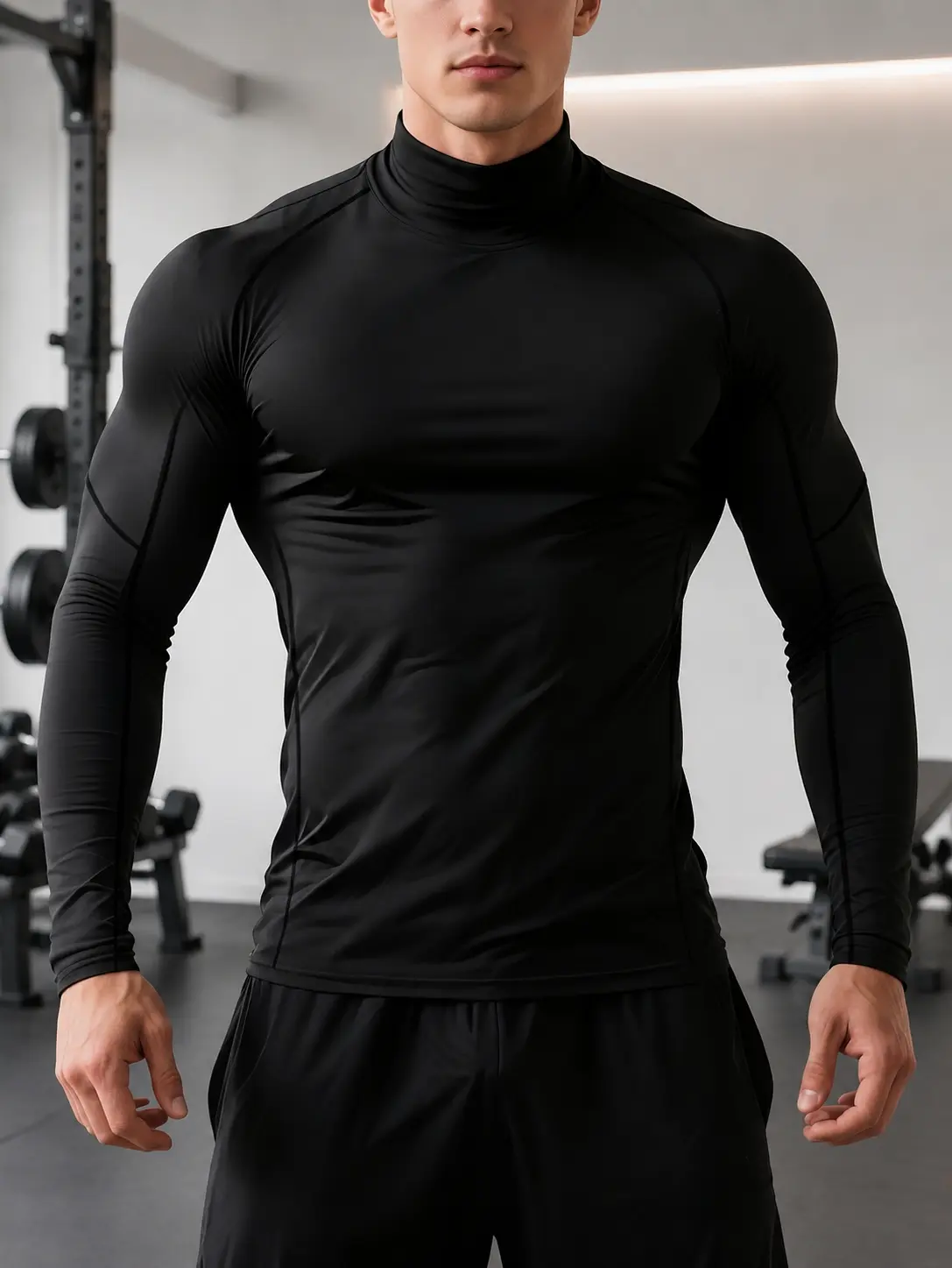 Men's Workout Shirt, Quick Dry Long Sleeve Top, Athletic Compression Base Layer, Slim Fit Sports Tee, Moisture Wicking Training Shirt for Gym, Running, Outdoor Fitness