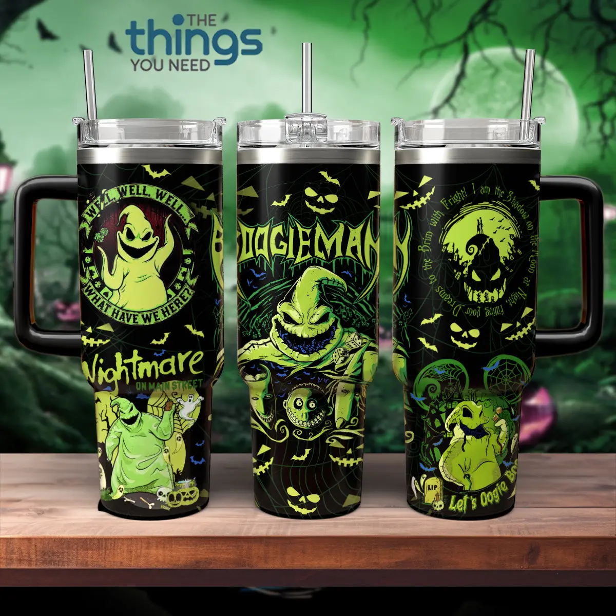 0ogie B00gie The Nightmare B Christmas 40oz With Handle Tumbler, Halloween Villain Stainless Steel Tumbler, Spooky Movie Fan Gift, Gothic Holiday Drinkware, Perfect Gift For Halloween Lovers